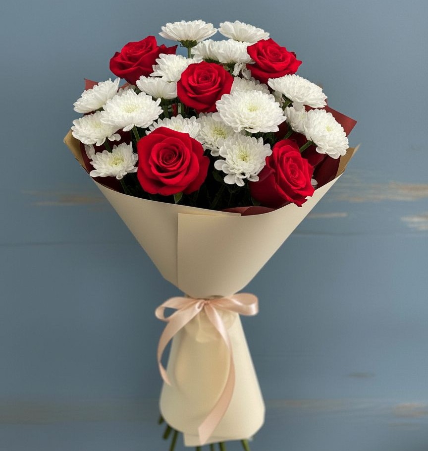 Букет цветов из: Розы и Хризантемы в Яндаре