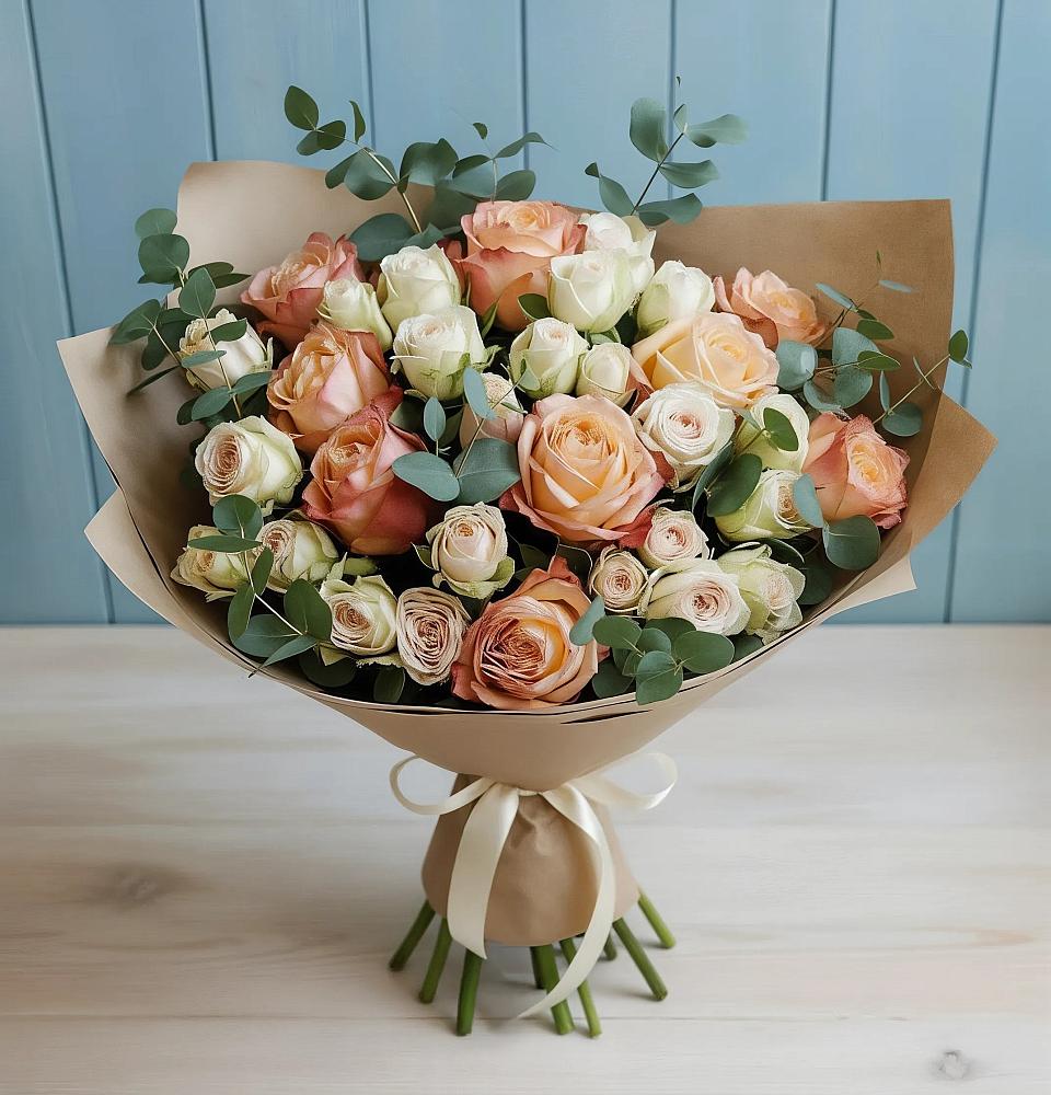 Букет цветов из: Альстромерии и Розы в Яндаре