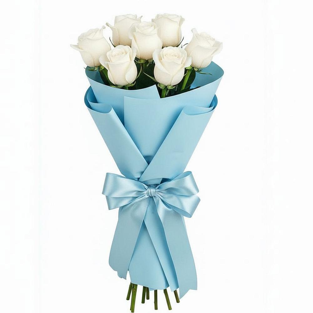 Букет 7 белых роз Проуд в Яндаре