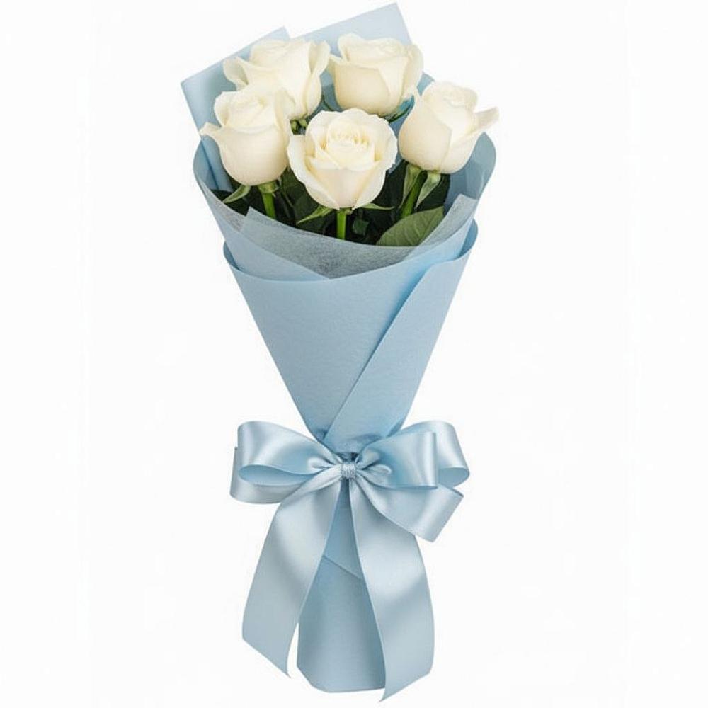Букет 5 Белых роз Проуд в Яндаре
