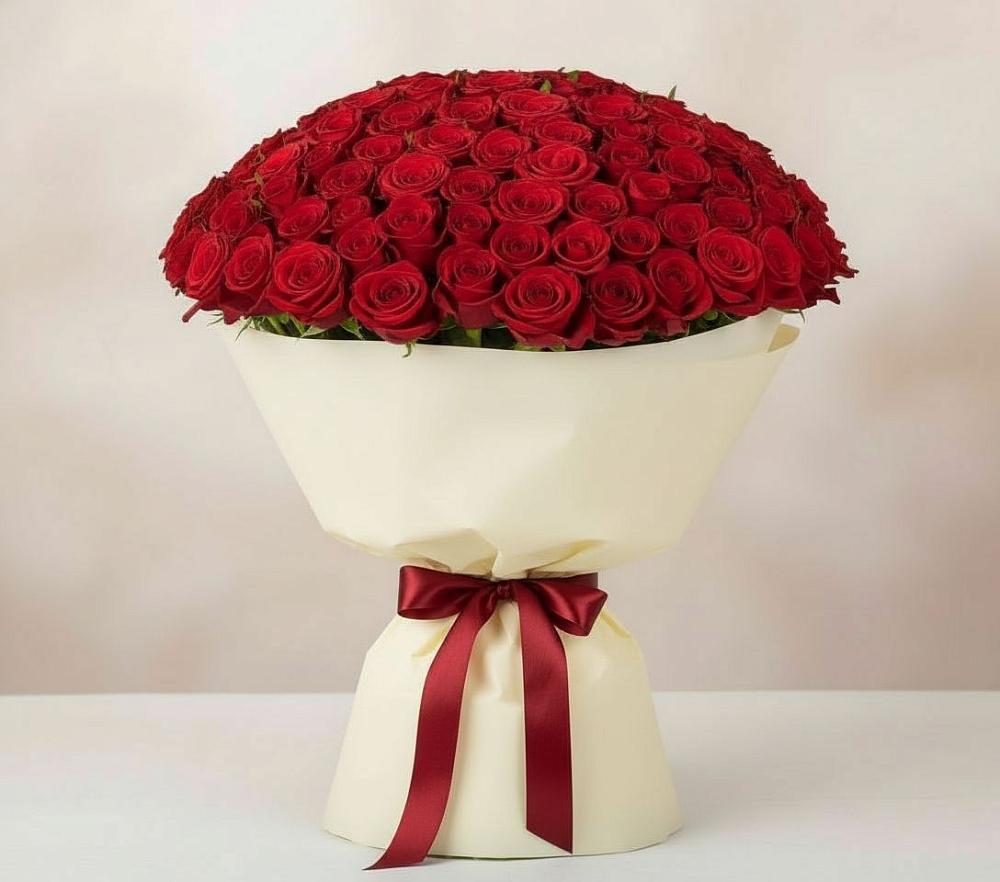 Букет 101 Красная роза Милано в Яндаре