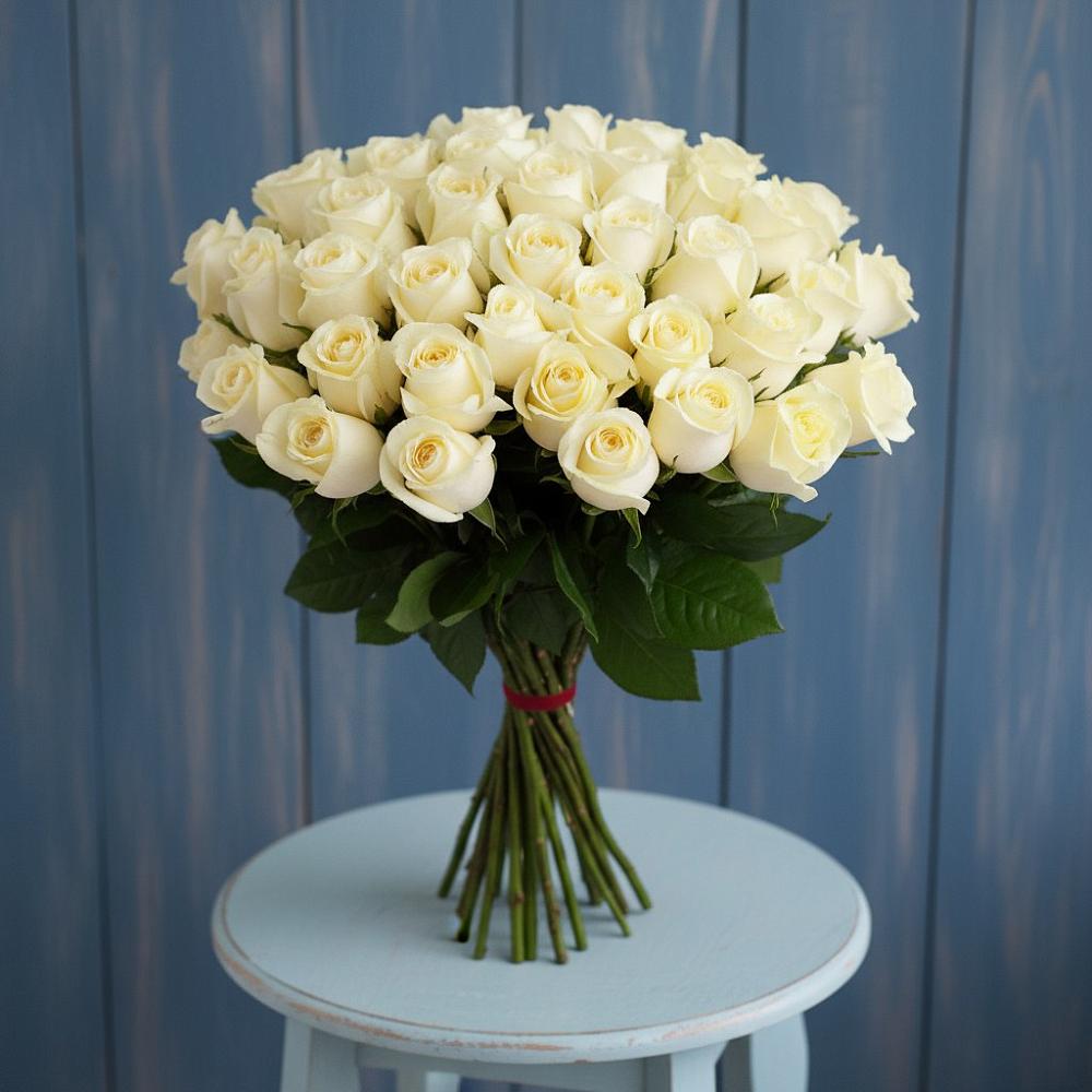 Букет 51 Белая роза Эдлесс Лав в Яндаре
