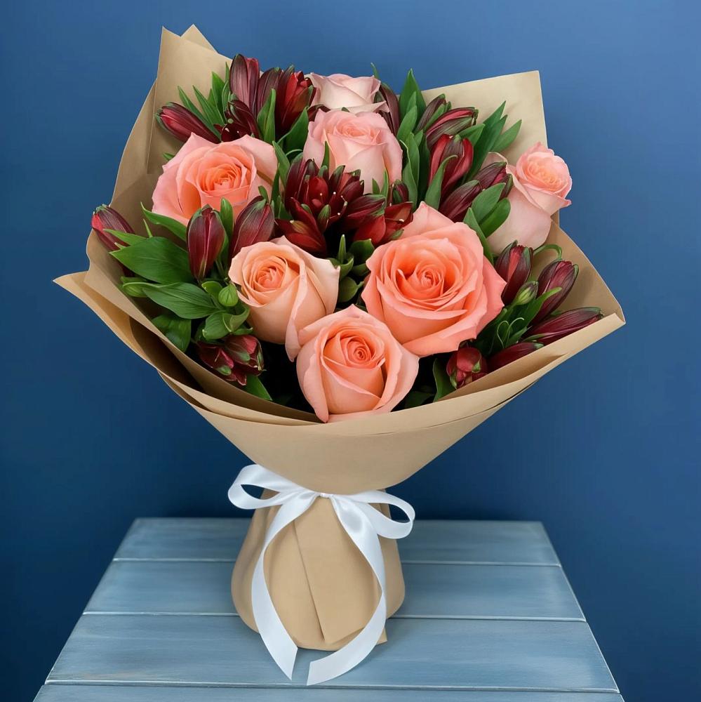 Букет цветов из: Розы и Альстромерии в Яндаре