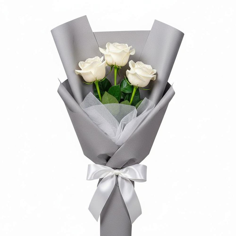 Букет 3 белые розы в Яндаре