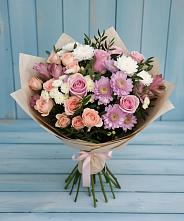 Букет цветов из:  Хризантемы, Розы и Альстромерии в Яндаре