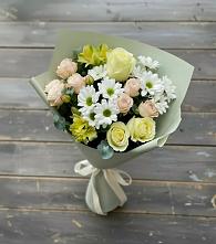 Букет цветов из:  Альстромерии, Розы и Хризантемы в Яндаре