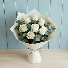Букет Белые розы в Эвкалипте #REPLACE_PRED# Яндаре