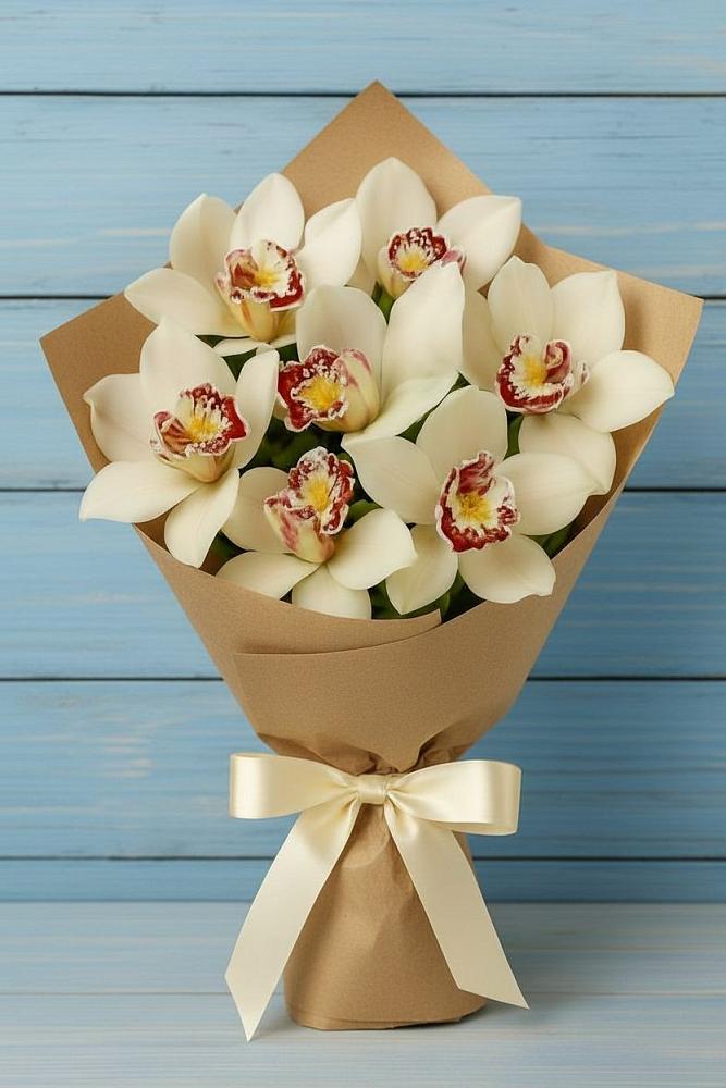 Букет цветов из: Орхидеи и Розы в Яндаре